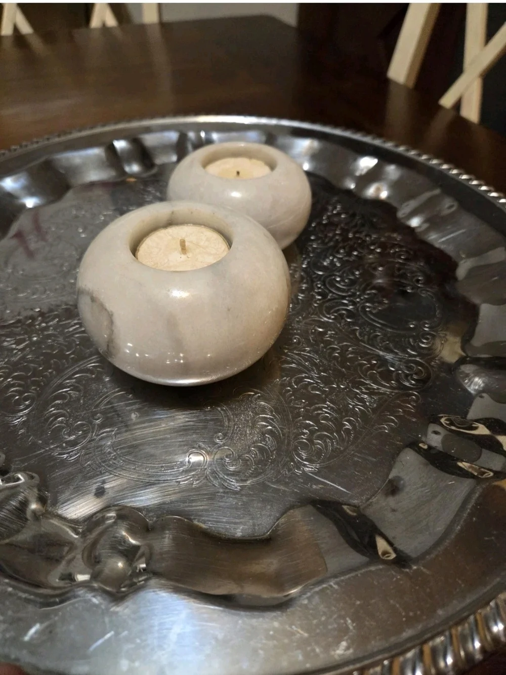 Marble Tea Light Candle Holders